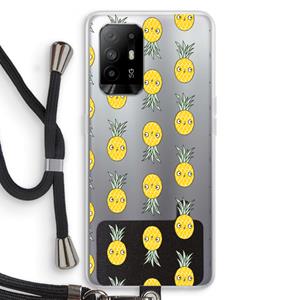 CaseCompany Ananas: Oppo A94 5G Transparant Hoesje met koord