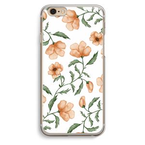 CaseCompany Peachy flowers: iPhone 6 / 6S Transparant Hoesje