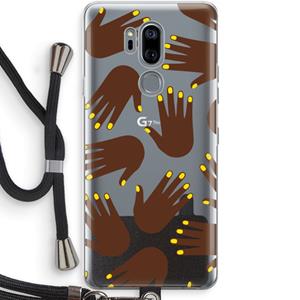 CaseCompany Hands dark: LG G7 Thinq Transparant Hoesje met koord