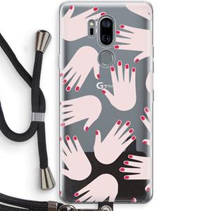 CaseCompany Hands pink: LG G7 Thinq Transparant Hoesje met koord