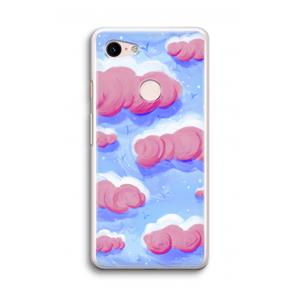CaseCompany Roze wolken met vogels: Google Pixel 3 Transparant Hoesje
