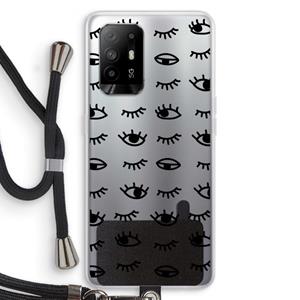 CaseCompany Eye pattern #2: Oppo A94 5G Transparant Hoesje met koord
