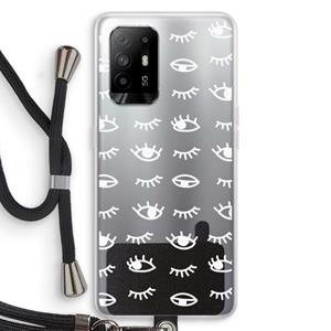 CaseCompany Eye pattern #3: Oppo A94 5G Transparant Hoesje met koord