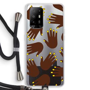 CaseCompany Hands dark: Oppo A94 5G Transparant Hoesje met koord