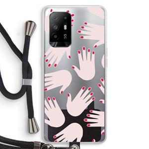 CaseCompany Hands pink: Oppo A94 5G Transparant Hoesje met koord