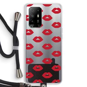 CaseCompany Lips: Oppo A94 5G Transparant Hoesje met koord