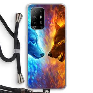 CaseCompany Fire & Ice: Oppo A94 5G Transparant Hoesje met koord