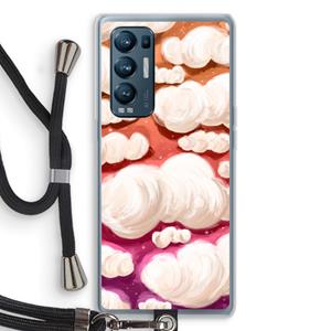 CaseCompany Katoen Wolken: Oppo Find X3 Neo Transparant Hoesje met koord