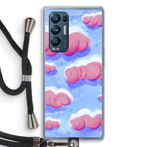 CaseCompany Roze wolken met vogels: Oppo Find X3 Neo Transparant Hoesje met koord