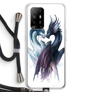 CaseCompany Yin Yang Dragons: Oppo A94 5G Transparant Hoesje met koord