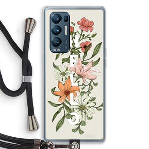 CaseCompany Hello bloemen: Oppo Find X3 Neo Transparant Hoesje met koord