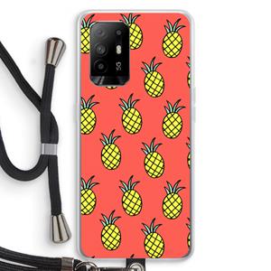 CaseCompany Ananas: Oppo A94 5G Transparant Hoesje met koord