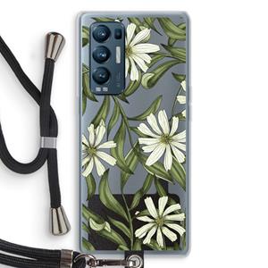 CaseCompany Wit bloemenpatroon: Oppo Find X3 Neo Transparant Hoesje met koord
