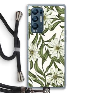 CaseCompany Wit bloemenpatroon: Oppo Find X3 Neo Transparant Hoesje met koord