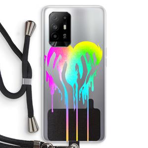 CaseCompany Hold My Heart: Oppo A94 5G Transparant Hoesje met koord