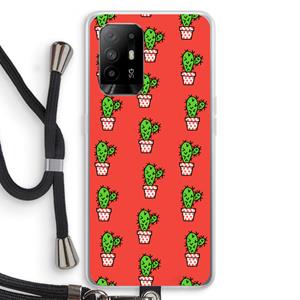 CaseCompany Mini cactus: Oppo A94 5G Transparant Hoesje met koord