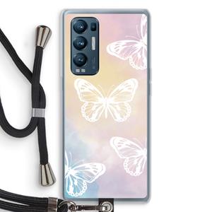 CaseCompany White butterfly: Oppo Find X3 Neo Transparant Hoesje met koord