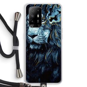 CaseCompany Darkness Lion: Oppo A94 5G Transparant Hoesje met koord