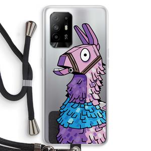 CaseCompany Lama: Oppo A94 5G Transparant Hoesje met koord