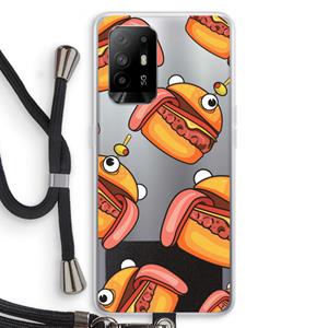 CaseCompany Hamburger: Oppo A94 5G Transparant Hoesje met koord