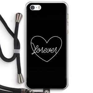 CaseCompany Forever heart black: iPhone 5 / 5S / SE Transparant Hoesje met koord