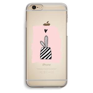 CaseCompany Zwart-wit cactus: iPhone 6 / 6S Transparant Hoesje