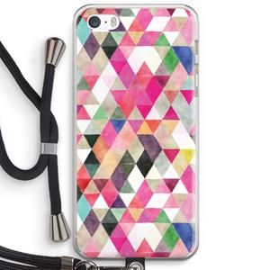 CaseCompany Gekleurde driehoekjes: iPhone 5 / 5S / SE Transparant Hoesje met koord