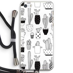 CaseCompany Cactusmotief: iPhone 5 / 5S / SE Transparant Hoesje met koord