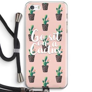 CaseCompany Cactus quote: iPhone 5 / 5S / SE Transparant Hoesje met koord