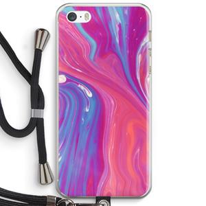 CaseCompany Paarse stroom: iPhone 5 / 5S / SE Transparant Hoesje met koord