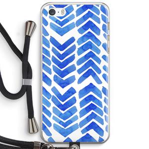 CaseCompany Blauwe pijlen: iPhone 5 / 5S / SE Transparant Hoesje met koord