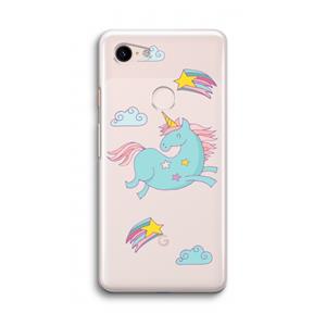 CaseCompany Vliegende eenhoorn: Google Pixel 3 Transparant Hoesje