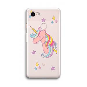 CaseCompany Roze eenhoorn: Google Pixel 3 Transparant Hoesje