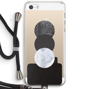 CaseCompany Marmeren cirkels: iPhone 5 / 5S / SE Transparant Hoesje met koord