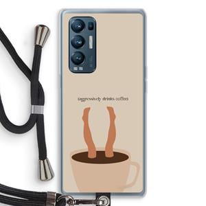 CaseCompany Aggressively drinks coffee: Oppo Find X3 Neo Transparant Hoesje met koord