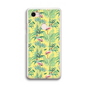 CaseCompany Flamingo party: Google Pixel 3 Transparant Hoesje