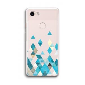 CaseCompany Gekleurde driehoekjes blauw: Google Pixel 3 Transparant Hoesje