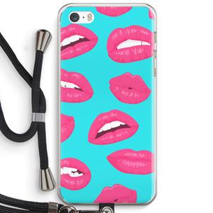 CaseCompany Bite my lip: iPhone 5 / 5S / SE Transparant Hoesje met koord