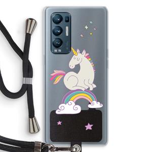 CaseCompany Regenboog eenhoorn: Oppo Find X3 Neo Transparant Hoesje met koord