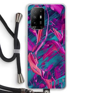 CaseCompany Pink Clouds: Oppo A94 5G Transparant Hoesje met koord
