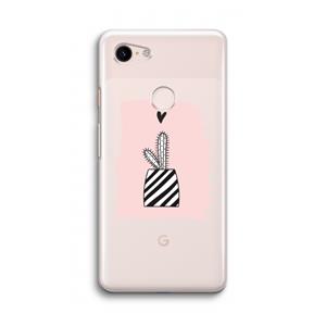 CaseCompany Zwart-wit cactus: Google Pixel 3 Transparant Hoesje