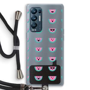 CaseCompany Smiley watermeloenprint: Oppo Find X3 Neo Transparant Hoesje met koord
