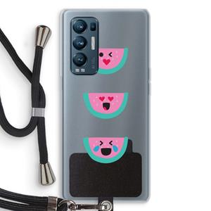 CaseCompany Smiley watermeloen: Oppo Find X3 Neo Transparant Hoesje met koord