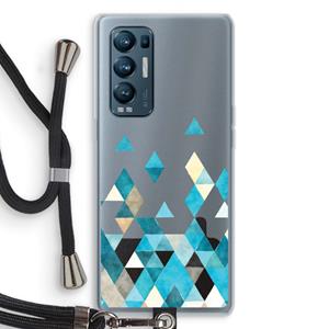 CaseCompany Gekleurde driehoekjes blauw: Oppo Find X3 Neo Transparant Hoesje met koord