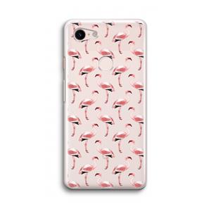 CaseCompany Flamingoprint groen: Google Pixel 3 Transparant Hoesje