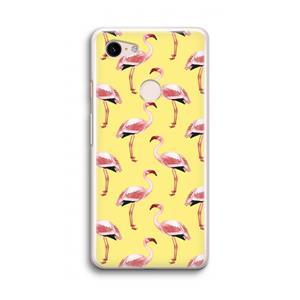 CaseCompany Flamingo's geel: Google Pixel 3 Transparant Hoesje