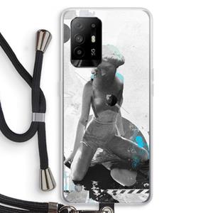 CaseCompany I will not feel a thing: Oppo A94 5G Transparant Hoesje met koord