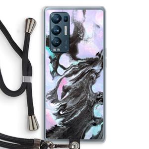 CaseCompany Pastel zwart: Oppo Find X3 Neo Transparant Hoesje met koord