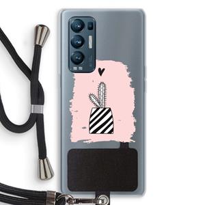 CaseCompany Zwart-wit cactus: Oppo Find X3 Neo Transparant Hoesje met koord