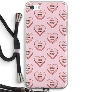 CaseCompany Chicks before dicks: iPhone 5 / 5S / SE Transparant Hoesje met koord